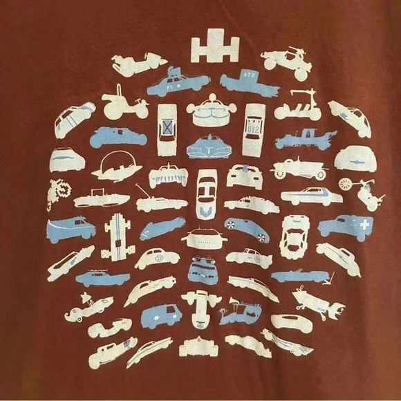 American Apparel Men’s Brown Blue Graphic Automobile Crewneck T-Shirt Size Large - Picture 3 of 8